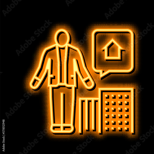 property manager neon glow icon illustration