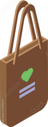 Ecological bag icon isometric vector. Eco fabric. Cotton handle