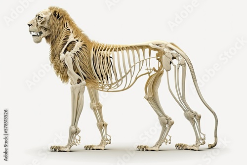 Lioness skeleton isolated on a white background 