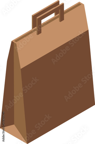 Paper bag icon isometric vector. Fabric cotton. Canvas cloth