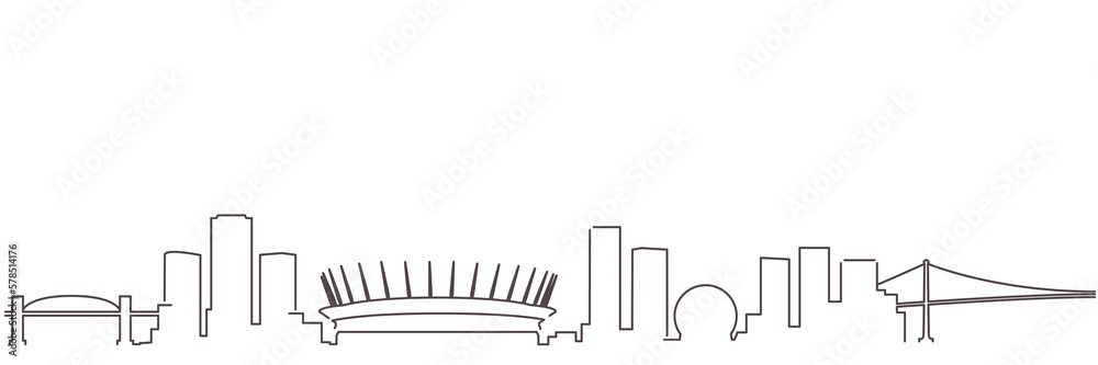 Obraz premium Vancouver Dark Line Simple Minimalist Skyline With White Background