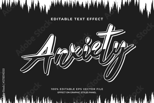 decorative anxiety editable text effect vector design