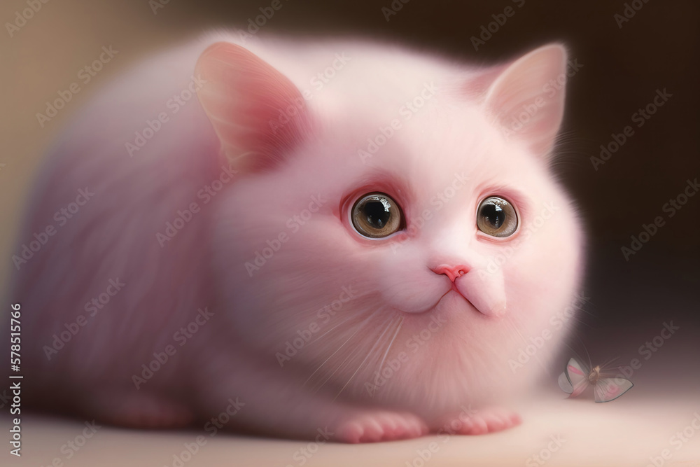 Generative AI: cute pink fantasy animal in blur background