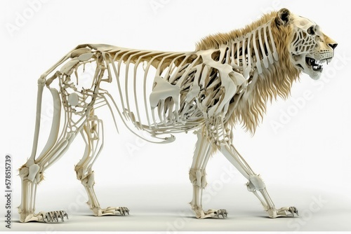 Lion skeleton isolated on a white background 