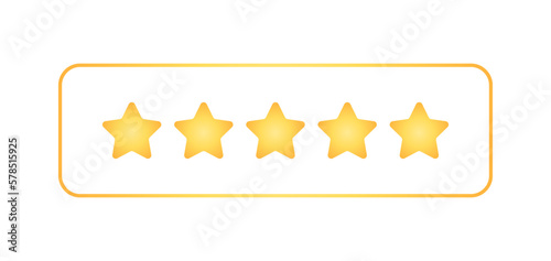 Vector 5 stars sign isolated on white background. Five stars web icon. Yellow 3d winner symbol