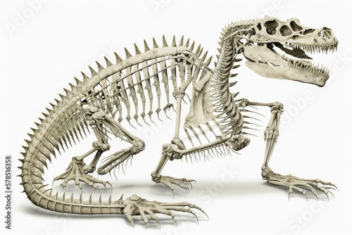 Alligator skeleton isolated on white background 