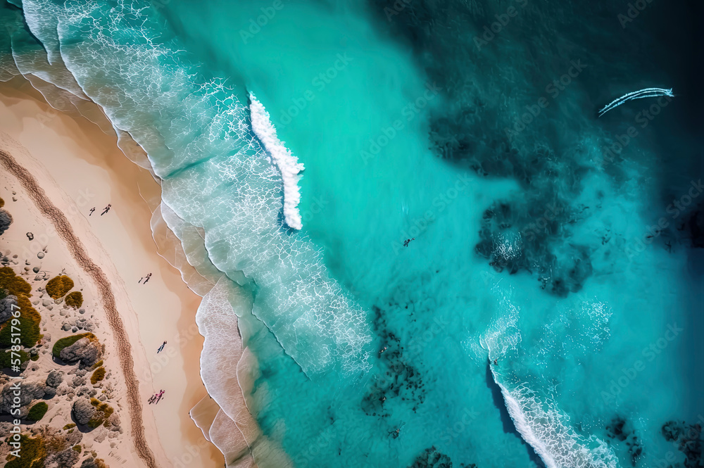 Aerial photo of summer beach and blue sea