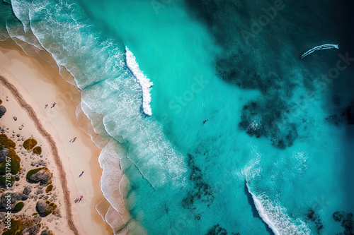 Aerial photo of summer beach and blue sea