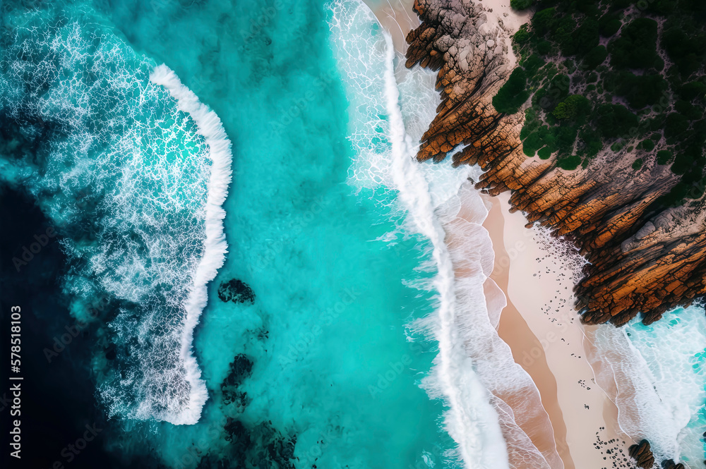 Aerial photo of summer beach and blue sea