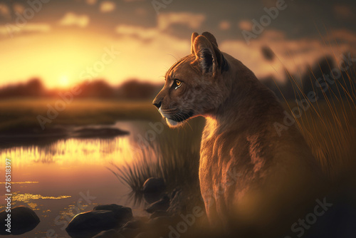 Illustration of the Florida panther, a North American cougar population in South Florida. Generative AI