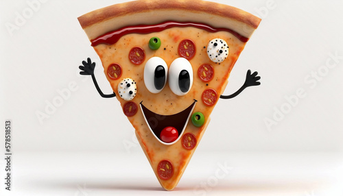 Illustration of a cute pizza character. Generative AI.