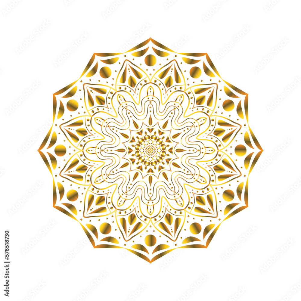 simple and luxurious mandala art design in golden color