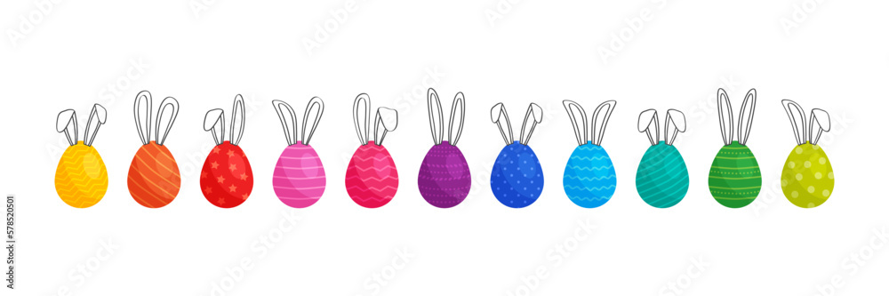 Easter doodle egg with bunny ears, cute rabbit drawn, funny eggs vector icon, happy animal collection. Cartoon colorful illustration Easter doodle egg with bunny ears, cute rabbit drawn, funny eggs vector icon, happy animal collection. Cartoon colorful illustration