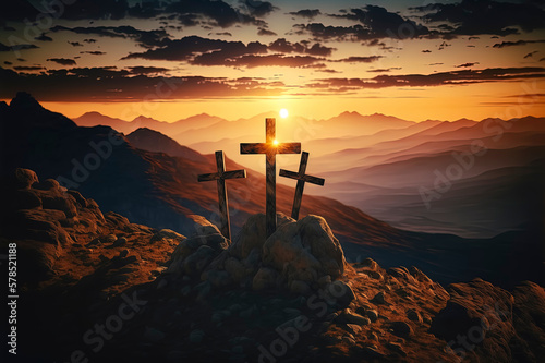 three crosses on the top of the mountain © Fernando