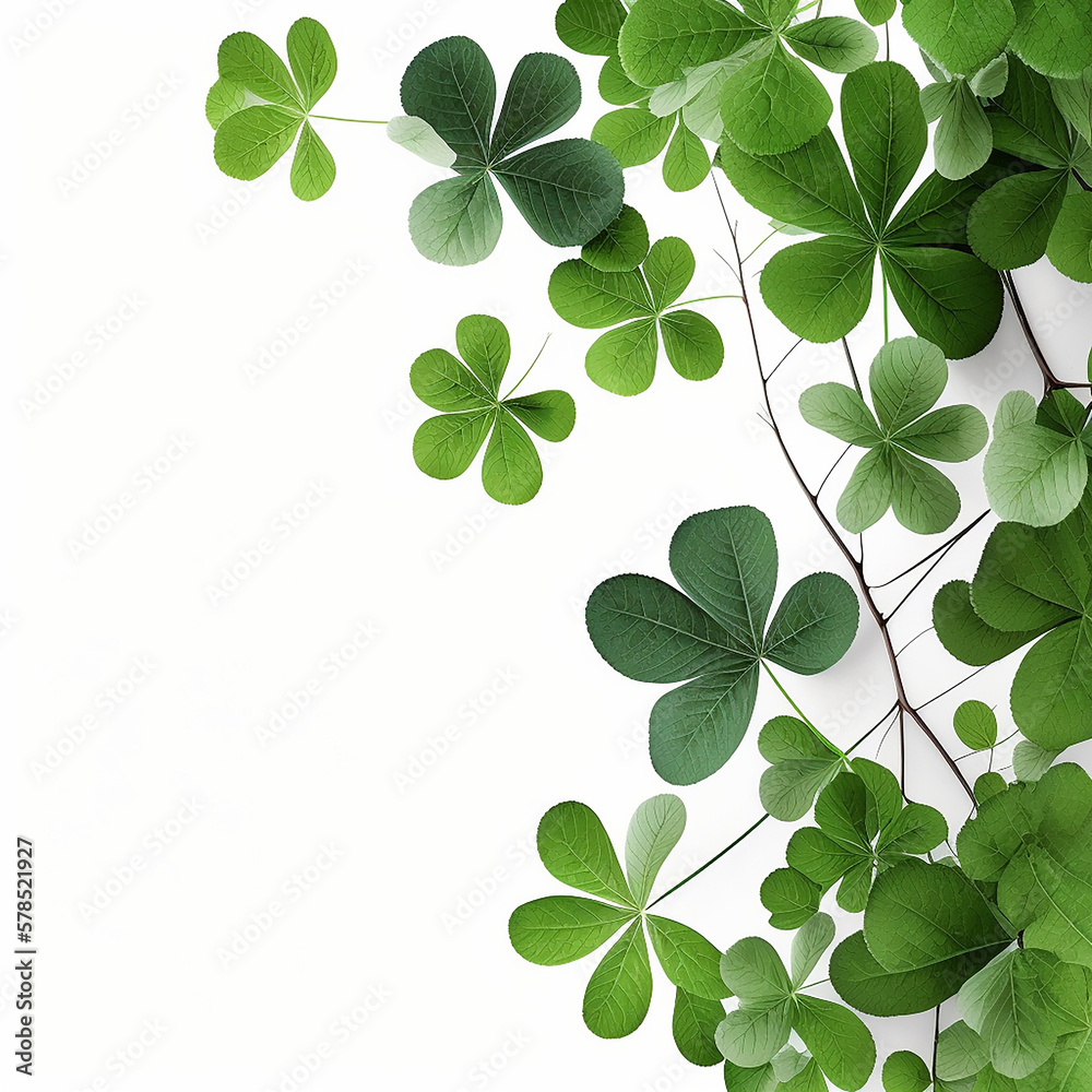 four clover on a white background, made with generative AI