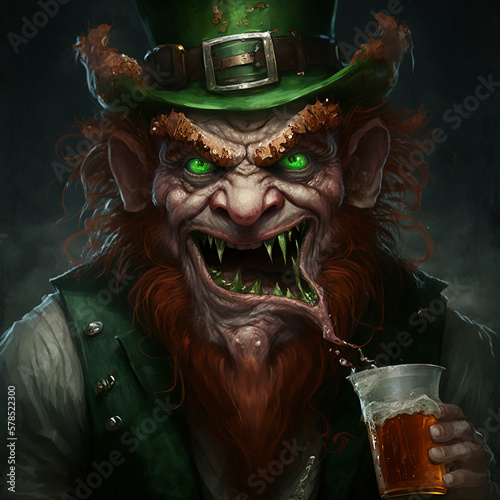 Evil Leprechaun Drinking, made with generative AI