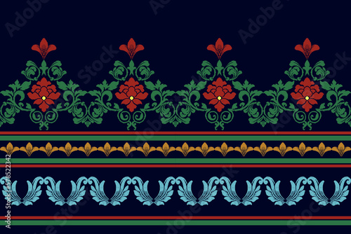 Ikat ethnic seamless pattern design Aztec fabric boho mandalas textile wallpaper tribal native motive carpet ornaments African American Indian folk embroidery vector 