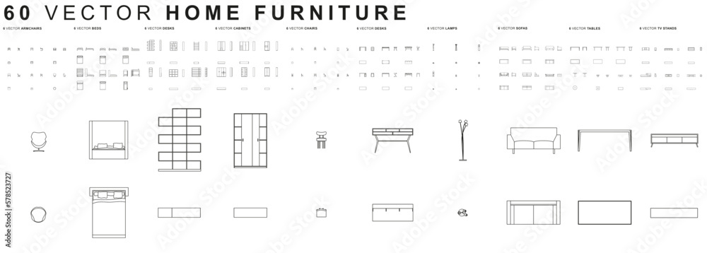 Vector - Home furniture (Collection set) - obrazy, fototapety, plakaty 