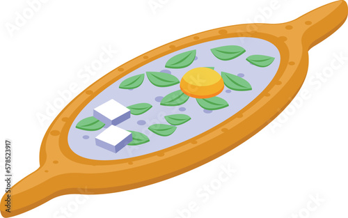 Khachapuri icon isometric vector. Dish cooking. Adjara crust