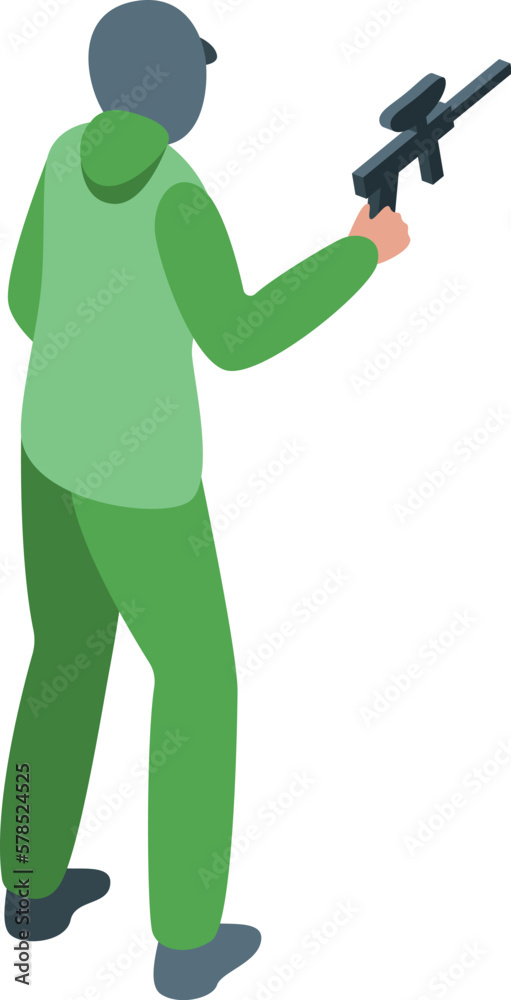 Green target icon isometric vector. Paintball game. Military shooting Green target icon isometric vector. Paintball game. Military shooting