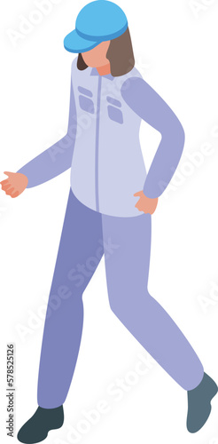 Woman coast guard icon isometric vector. Sea emergency. Rescue law