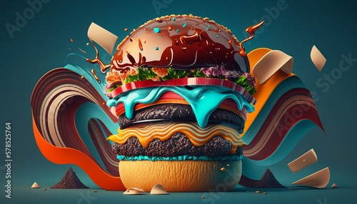 Create Your Perfect Burger: Endless Possibilities in Our Illustrations. AI Generative. © Jardel Bassi