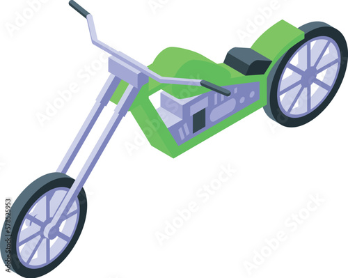 Green chopper icon isometric vector. Biking engine. Biker ride