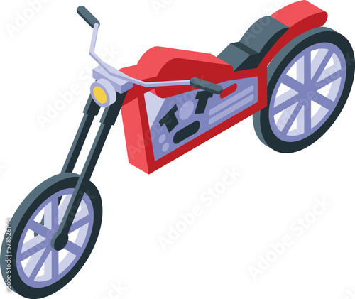 Red motorbike icon isometric vector. Chopper ride. Road bike