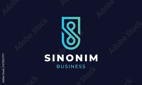 Logo vector letter S blue emblem minimalist network concept logotype