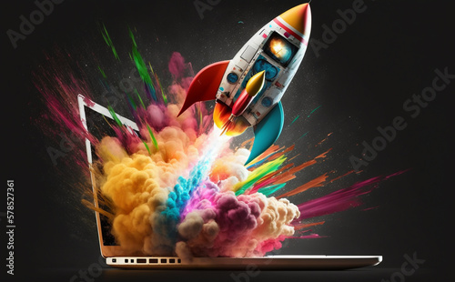 a rocket launches with colo...
