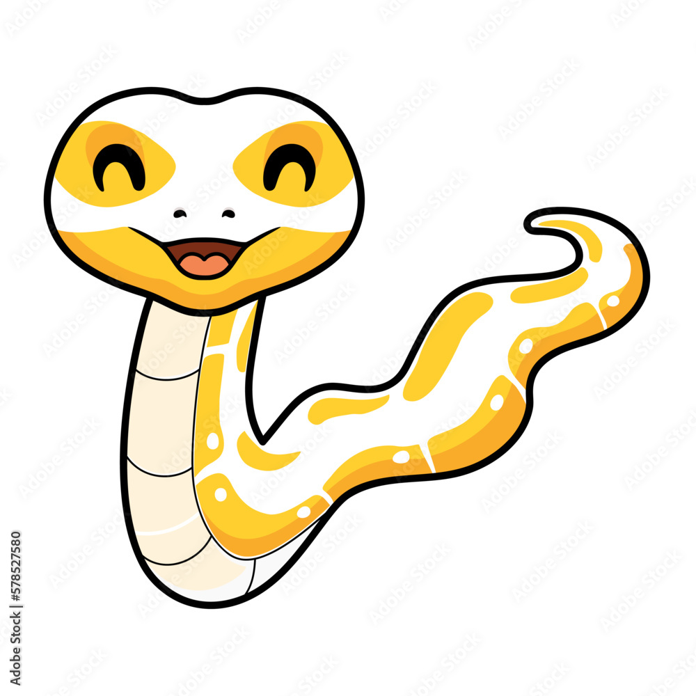 Fototapeta premium Cute albino ball python snake cartoon