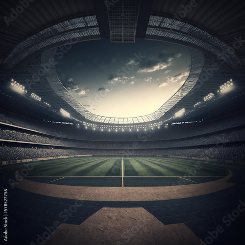 Sport Backgrounds Soccer stadium 3D render stadium. © Dre