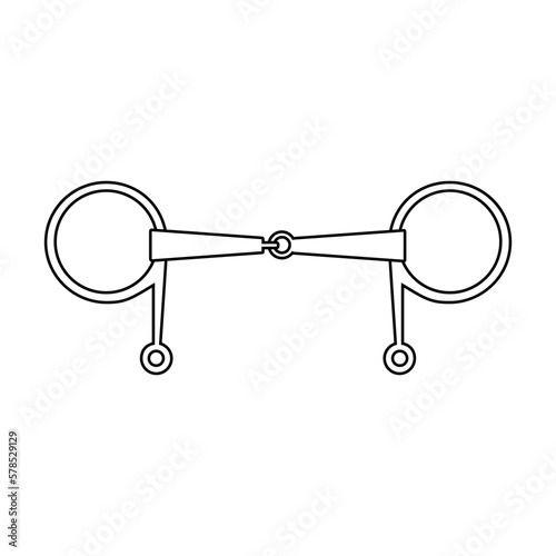 Vector flat outline horse equestrian bit isolated on white background