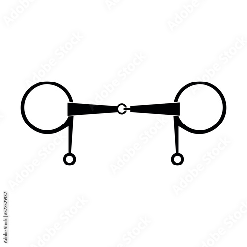 Vector flat horse equestrian bit silhouette isolated on white background