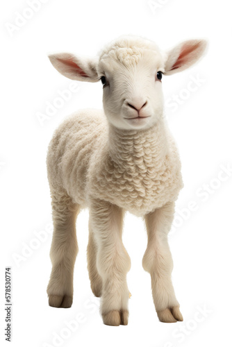 Fotografiet isolated WHITE LAMBS, spring, illustration, transparent background, png, generat