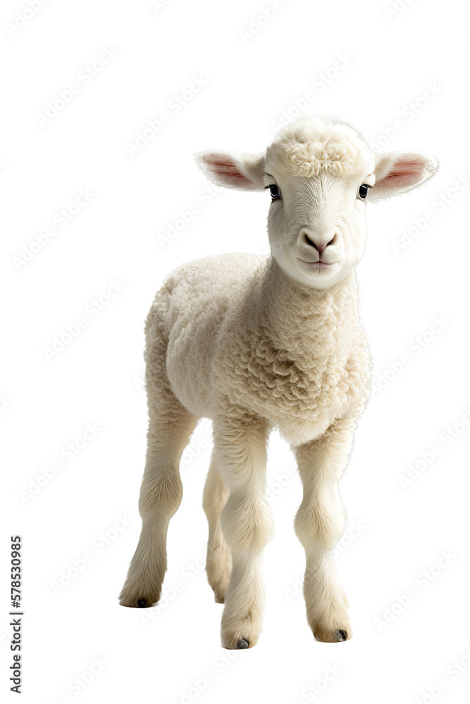 Obraz premium isolated WHITE LAMBS, spring, illustration, transparent background, png, generative ai