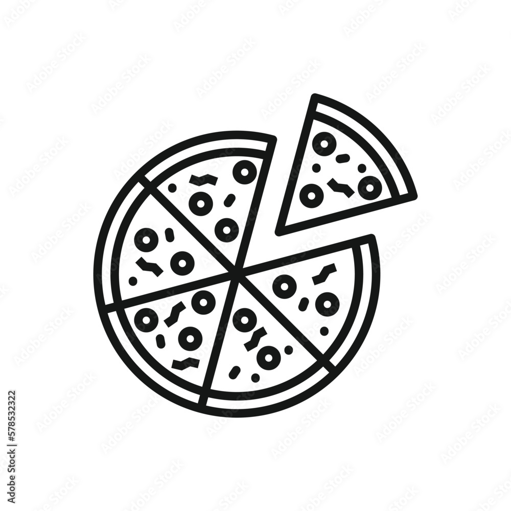 Editable Icon of Pizza, Vector illustration isolated on white background. using for Presentation, website or mobile app Editable Icon of Pizza, Vector illustration isolated on white background. using for Presentation, website or mobile app
