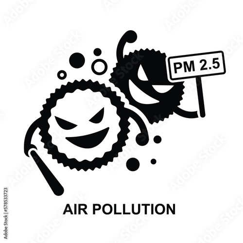 Air pollution icon. Atmospheric aerosol particles isolated on background vector illustration.