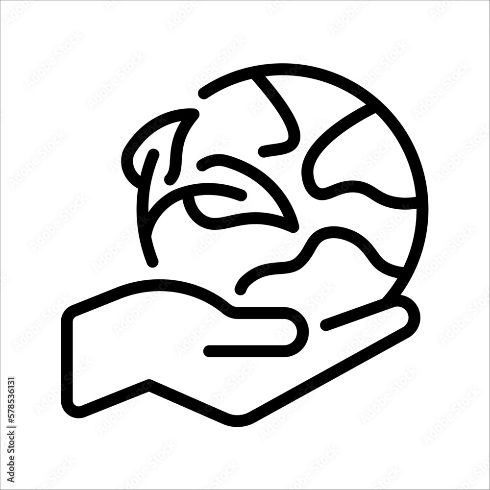 A huge hand holding earth icon. concept icons about environmental protection and nature conservation. vector illustration on white background A huge hand holding earth icon. concept icons about environmental protection and nature conservation. vector illustration on white background