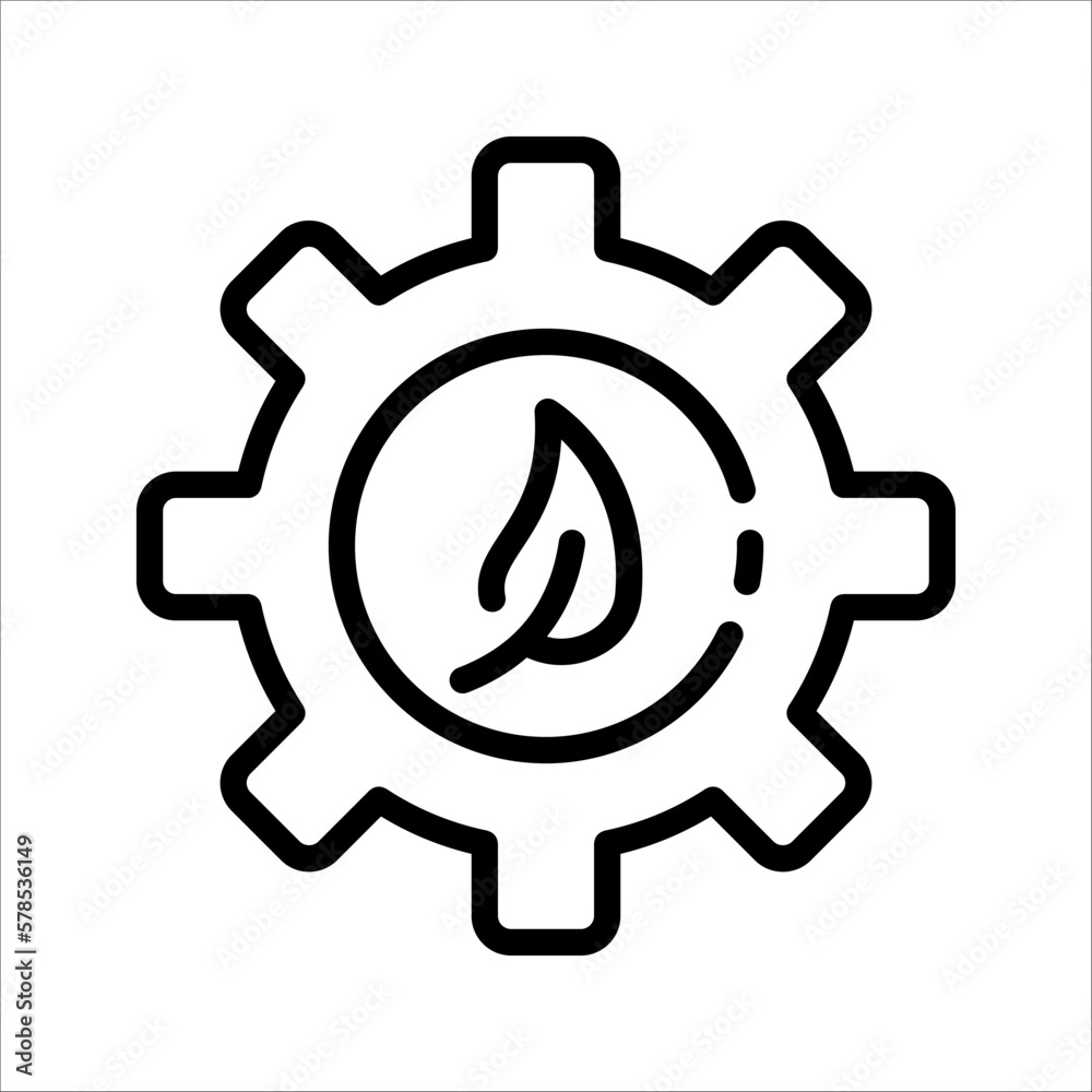 Leaf and gear. Eco industry icon concept. vector illustration on white background. Leaf and gear. Eco industry icon concept. vector illustration on white background.