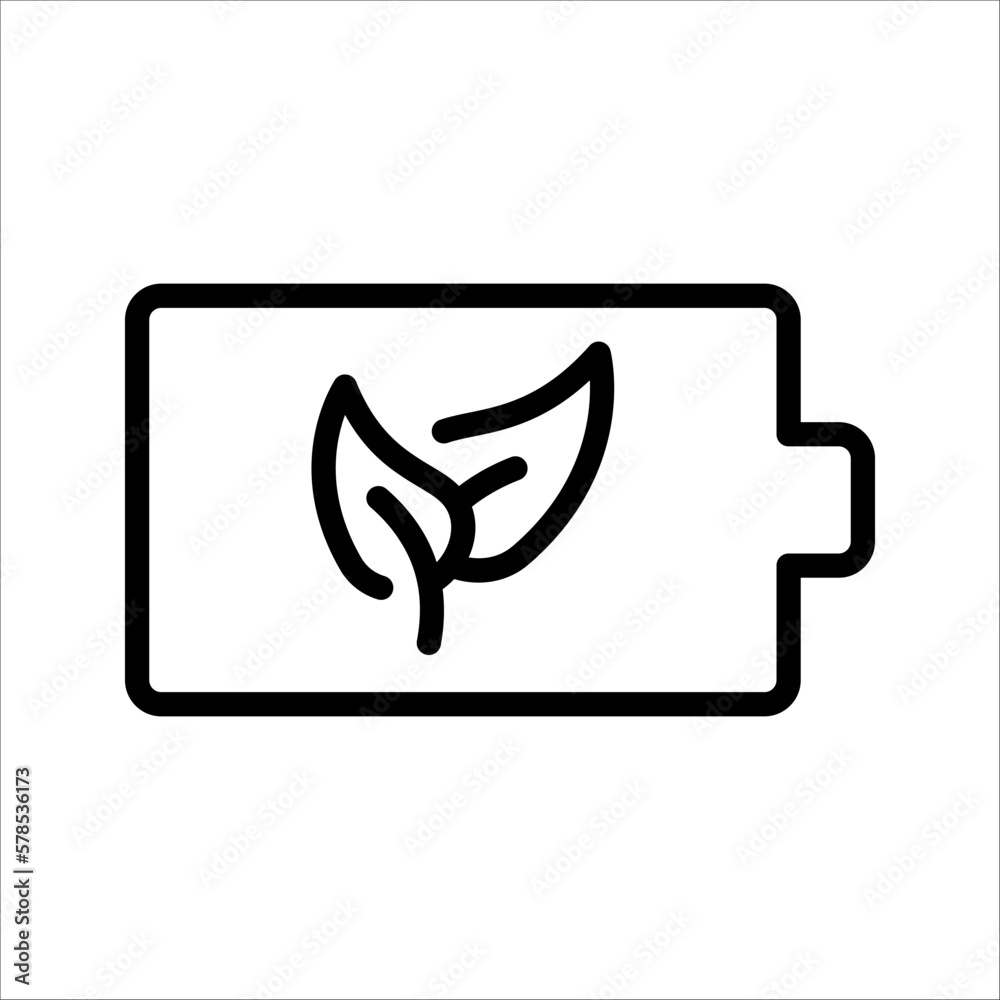eco friendly battery icon. energy and environment symbol. vector illustration on white background. eco friendly battery icon. energy and environment symbol. vector illustration on white background.