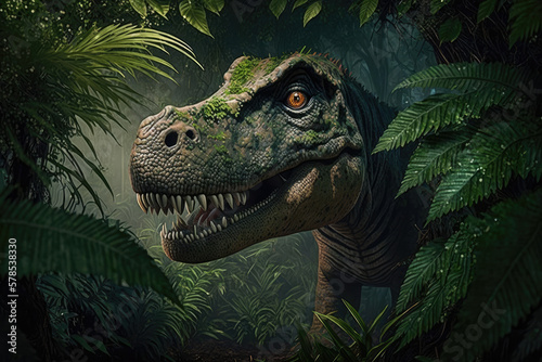 tyrannosaur rex in the jungle  generative AI