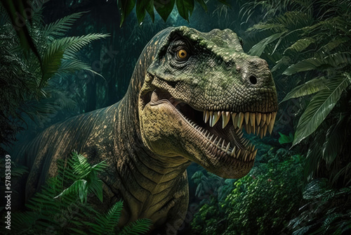 tyrannosaur rex in the jungle  generative AI