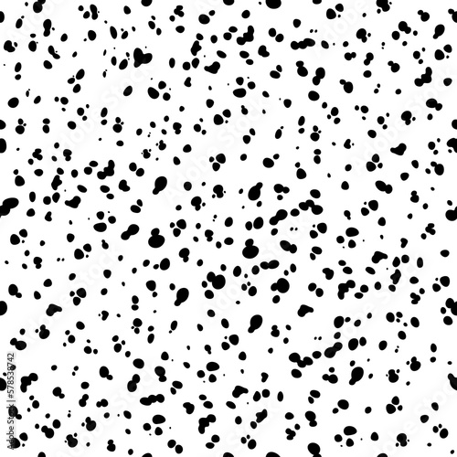 Dalmatian or cow seamless pattern. Vector animal skin texture, black spots print on white background. Dalmatian dog or cow fur pattern, animal skin camouflage ornament for textile or fabric print