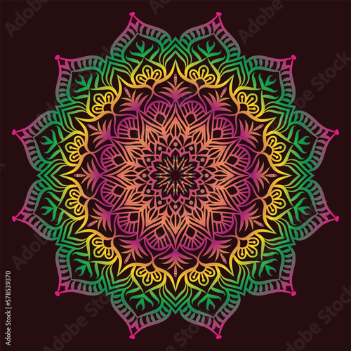 Circular pattern in form of mandala for Henna  Mending  tattoo  decoration. Decorative ornament in ethnic oriental style. Coloring book page.