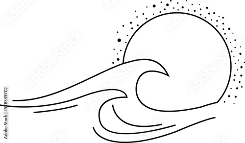 simple vector of ocean with sun above it