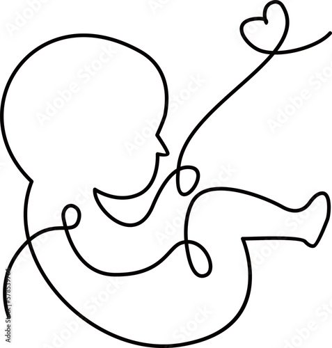 simple vector little baby heart black and white