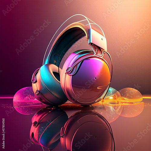 Colorful Music Headphones - Product Render - AI Generated
