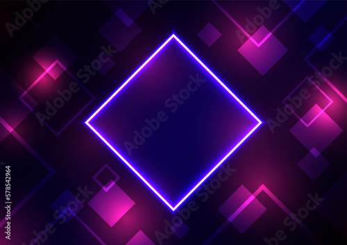 Futuristic blue neon purple square modern technology abstract background
