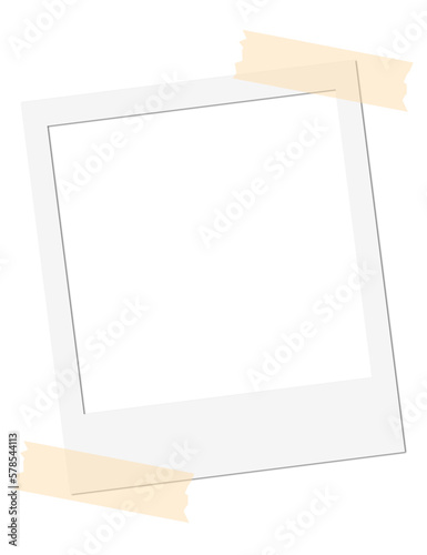 Isolated Blank White Polaroid Photo Frame with Tape